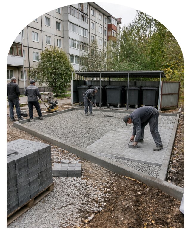 Устройство площадки под контейнеры на территории в Бирске